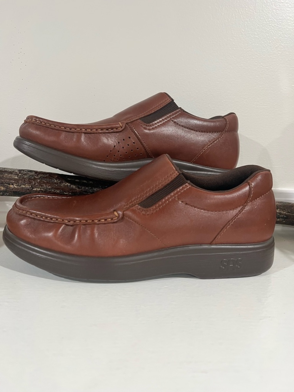 Sas Brown Slip-On Leather Casual Loafers